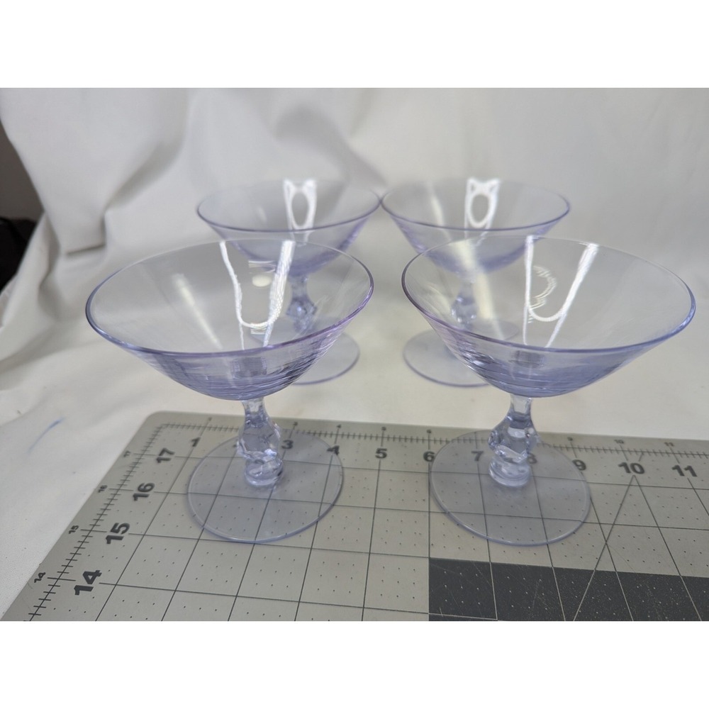 Tiffin Purple Champagne Glass‎ Lot of 4